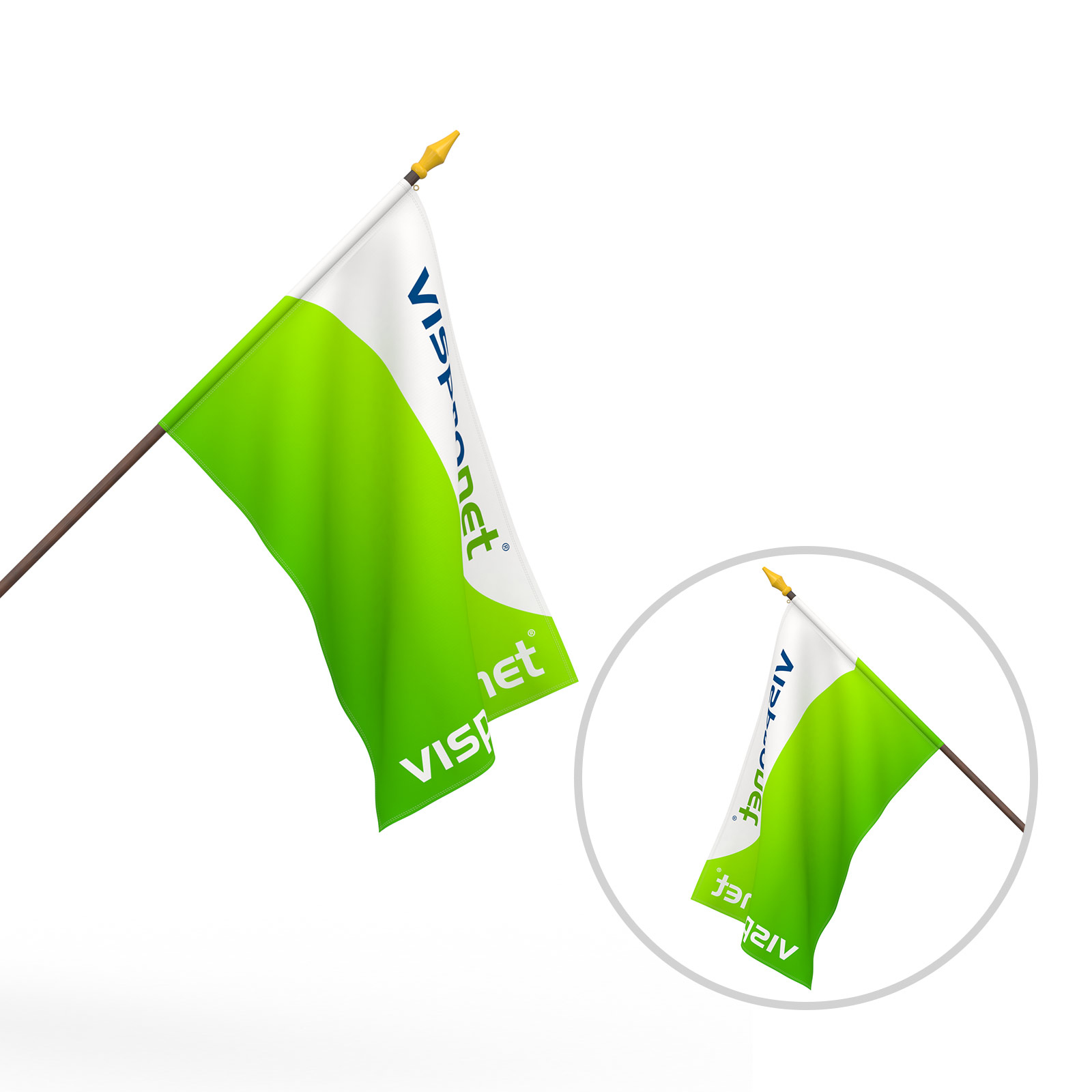 Swing flag, single-layer with up to 100% bleed-through (material-dependent)