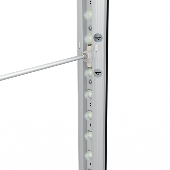 Trade show wall Lightbox click, support rod mounting