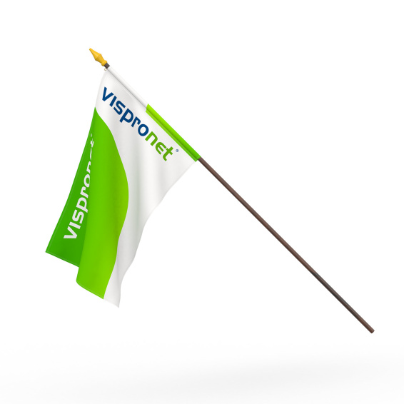 Waving flag, double-layered with different print on both sides, back