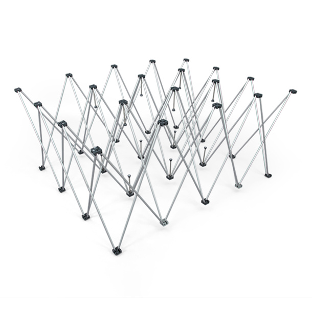 Scissor grid system, tool-free assembly, easy to pull apart