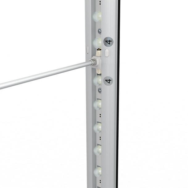 Trade show wall Lightbox click, support rod mounting