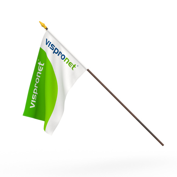 Waving flag, double-layered with different print on both sides, back