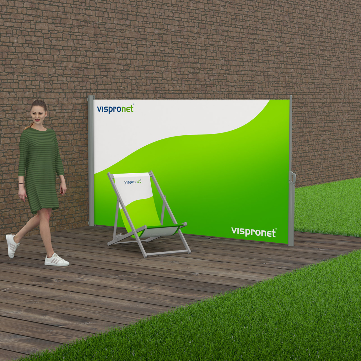 Side awning, wall mounting left, system size (W x H): 300 x 180 cm