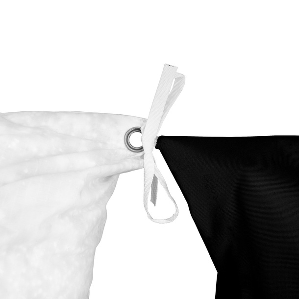 Square bean bag, attachment of the inner lining on the inside of the printed part