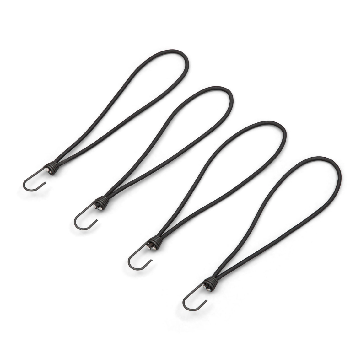 Elastic strap with metal hook and loop 250 mm, black, set of 4