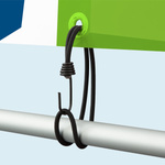 Attachment option: black elastic cord with metal hook