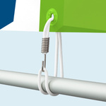 Mounting option: white elastic cord with stainless steel hook