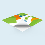 white film: front side with design, unprinted areas and back side white