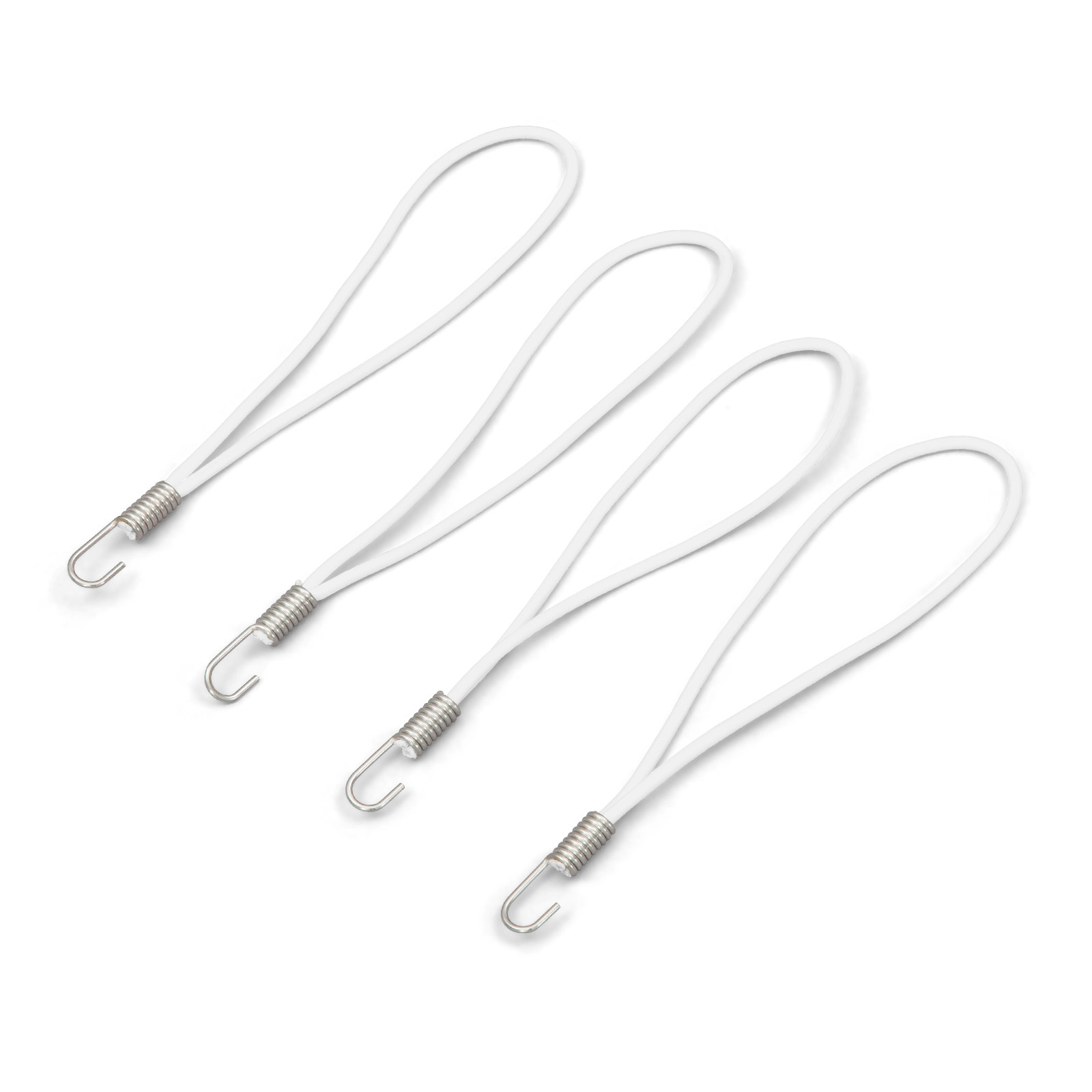 Elastic strap with stainless steel hook and loop 250 mm, white, set of 4
