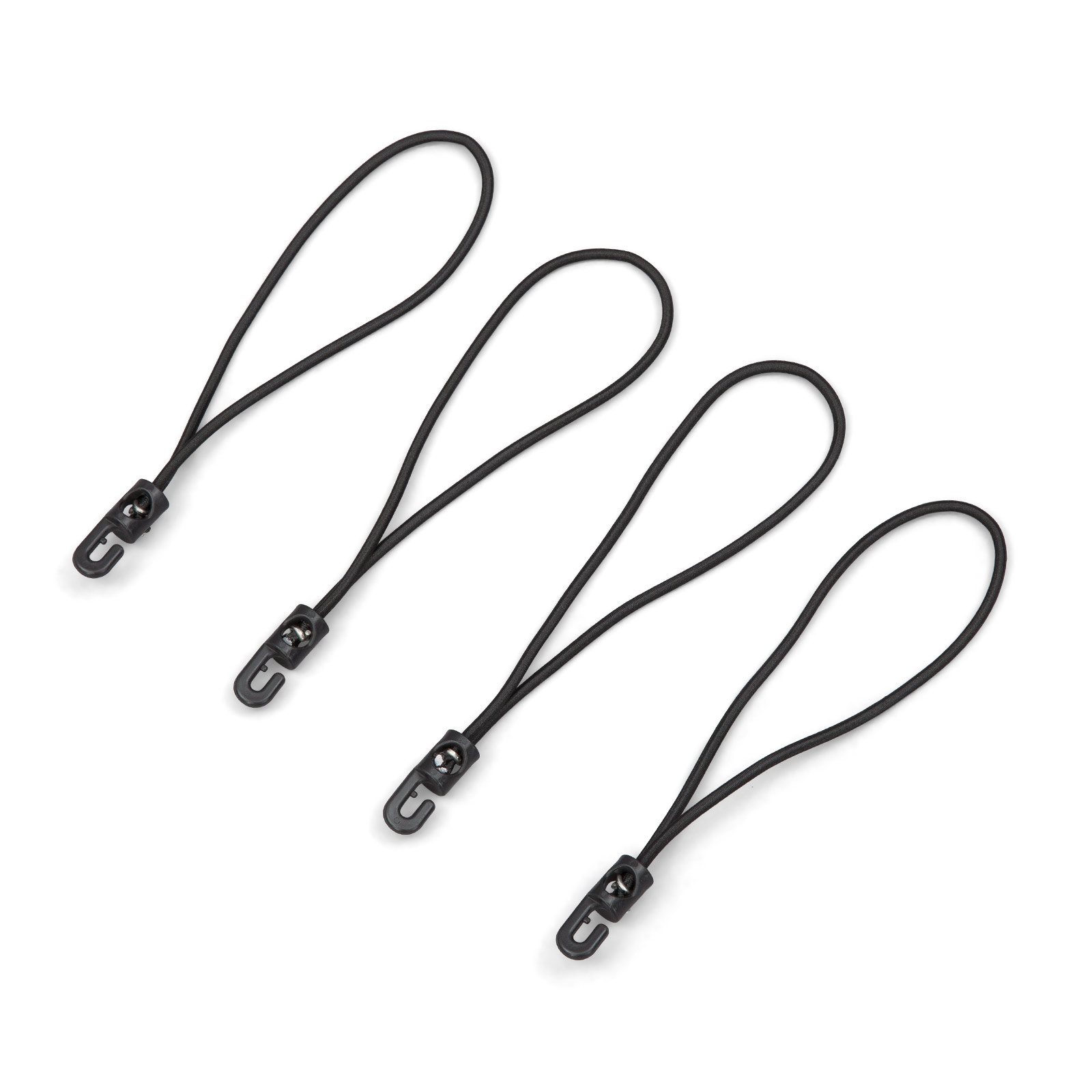 Elastic strap with plastic hooks 200 mm, black, set of 4