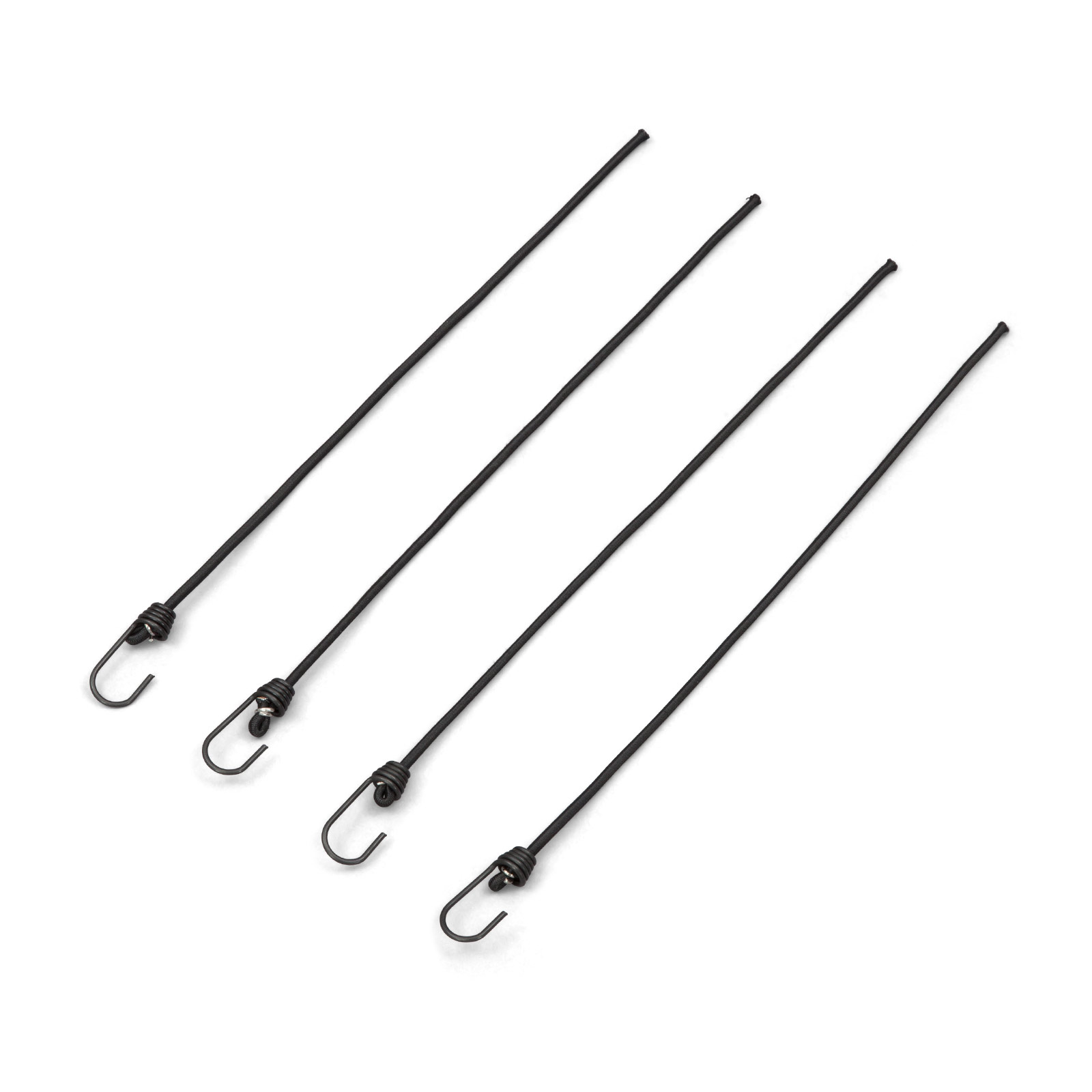 Elastic strap with metal hook 400 mm, black, set of 4