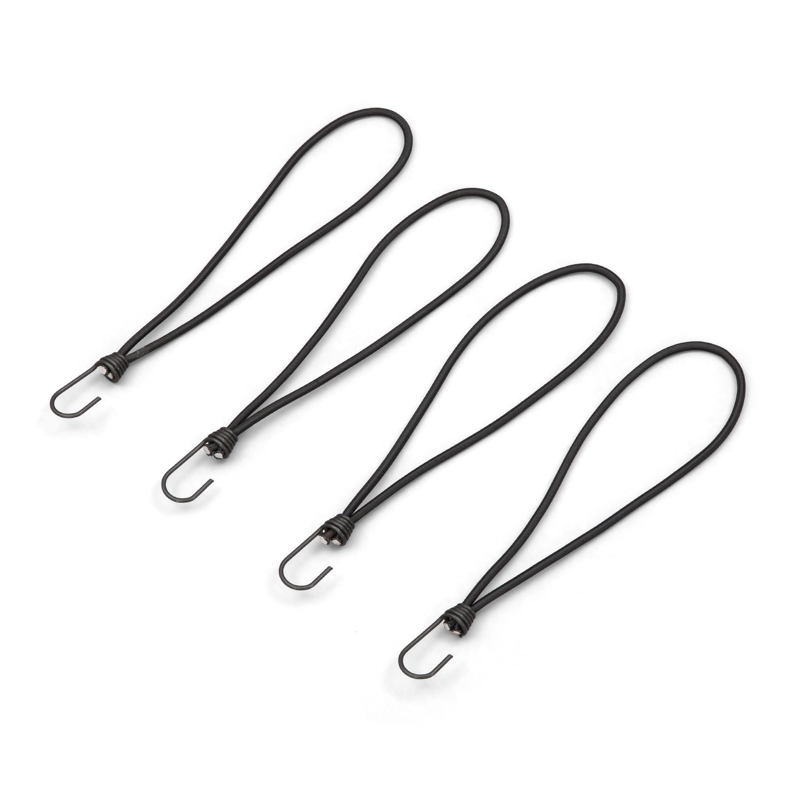 Elastic strap with metal hook and loop 250 mm, black, set of 4