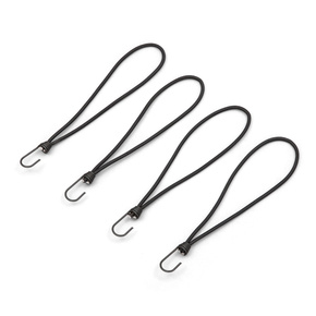 Bungee cord with loop and metal hook 250 mm, black, set of 4