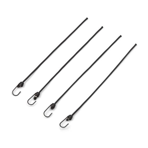 Elastic strap with metal hook 400 mm, black, set of 4