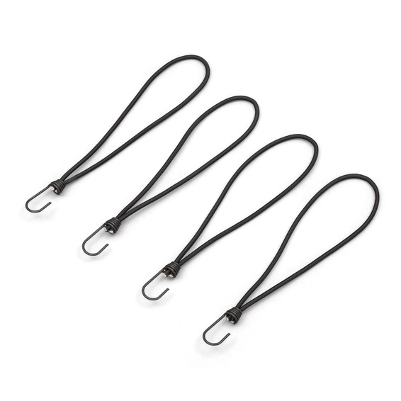 Elastic strap with metal hook and loop 250 mm, black, set of 4
