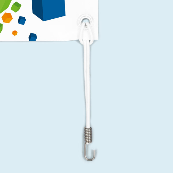 Mounting option white elastic cord with stainless steel hook