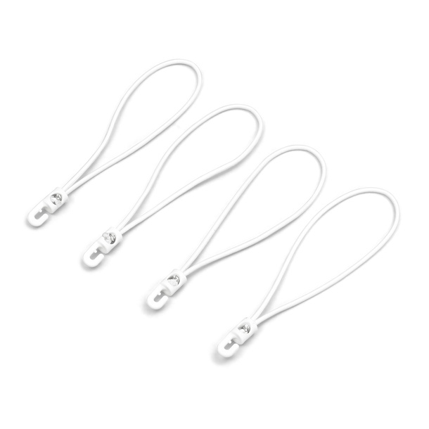 Elastic band with plastic hooks 200 mm, white 4-piece set