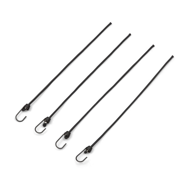 Elastic strap with metal hook 400 mm, black, set of 4