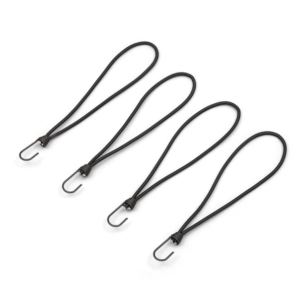 Elastic strap with metal hook and loop 250 mm, black, set of 4