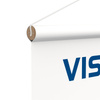 Fabric banner with wooden rod and stapled cord suspension
