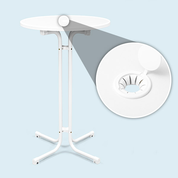 Standing table ø 70 cm including umbrella hole drilling with closable cover
