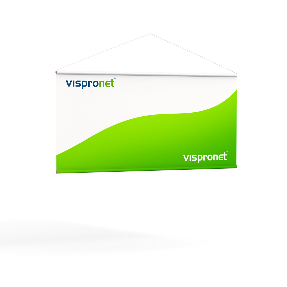 Fabric banner Twiny with a wooden pole on upper and lower edge