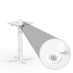 Standing table including umbrella hole drilling with lockable cover