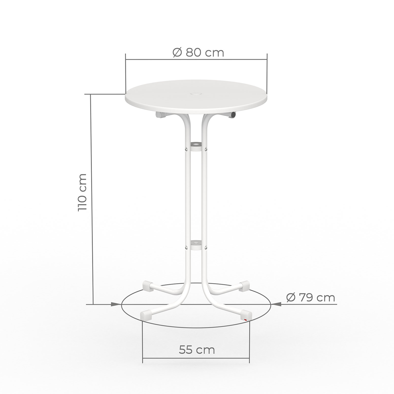 Dimensions Standing Table 80 cm by Vispronet
