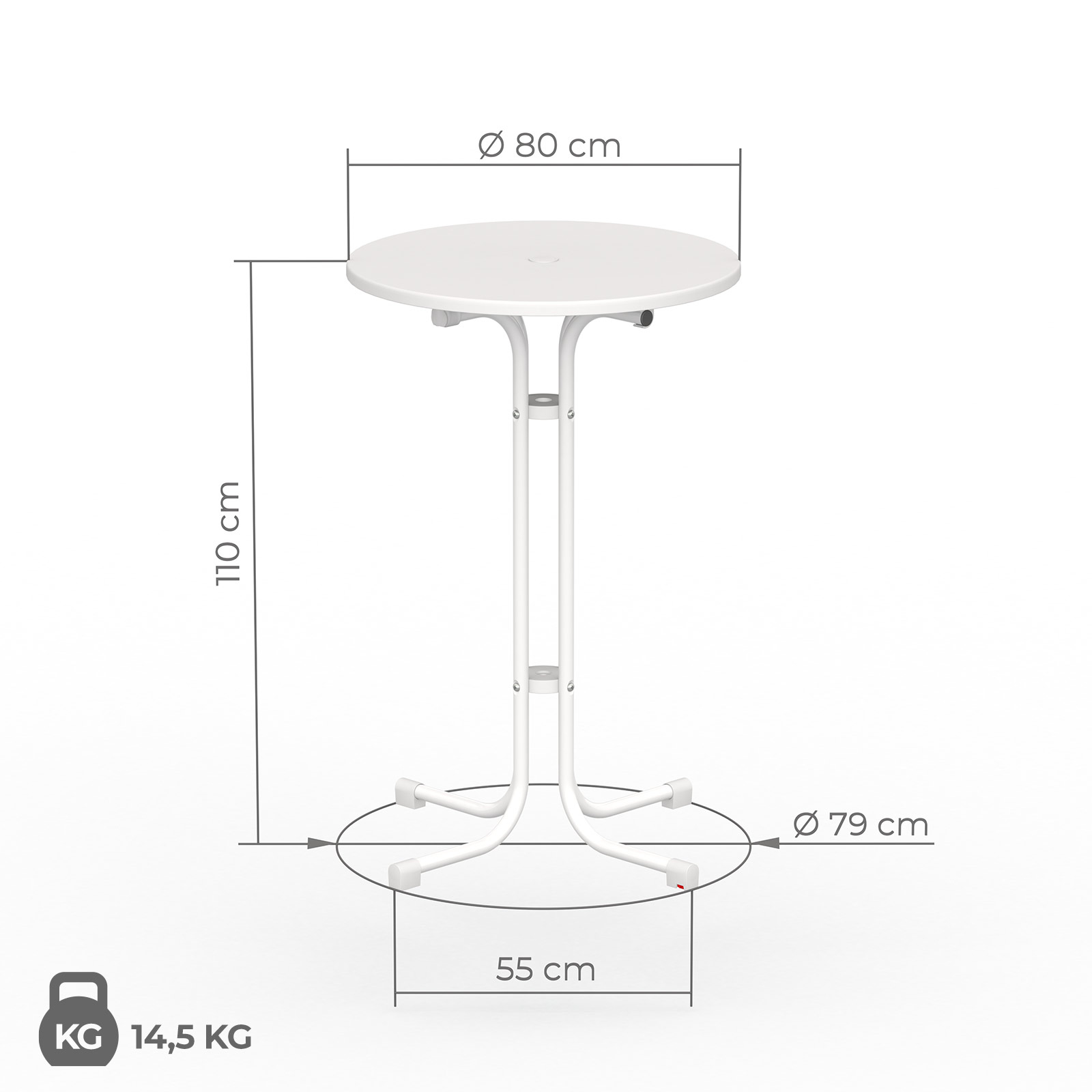 Dimensions Standing Table 80 cm by Vispronet