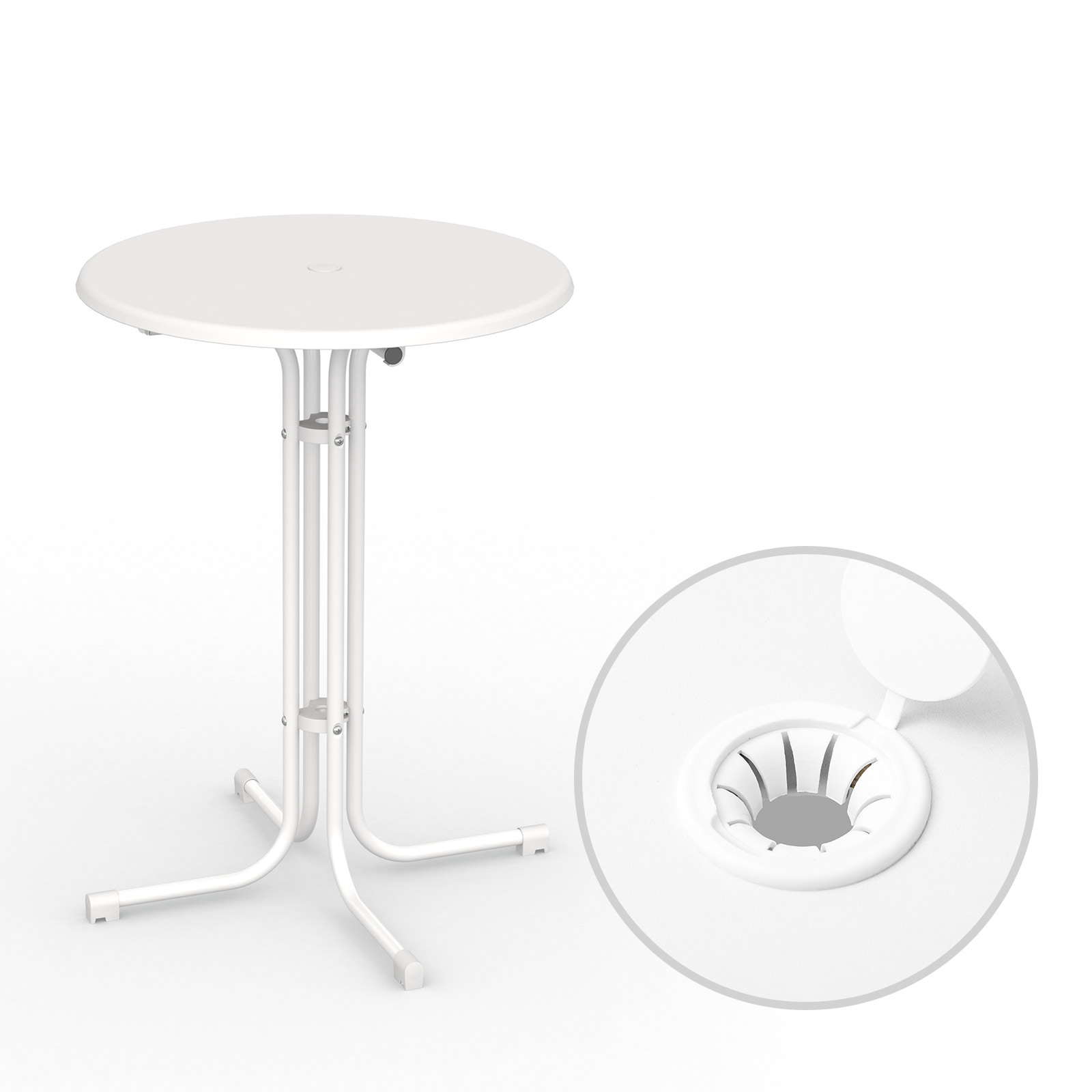 Standing table ø 80 cm including umbrella hole drilling with closable cover