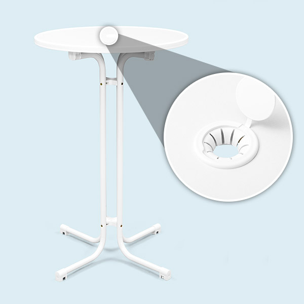 Standing table ø 70 cm including umbrella hole drilling with closable cover