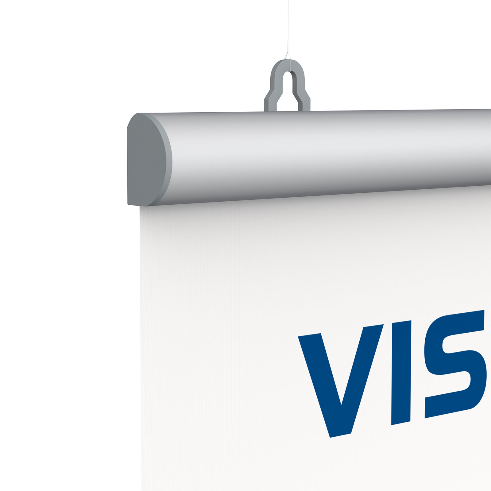 Fabric banner with aluminum clamping rail and hanging eyelets (included)