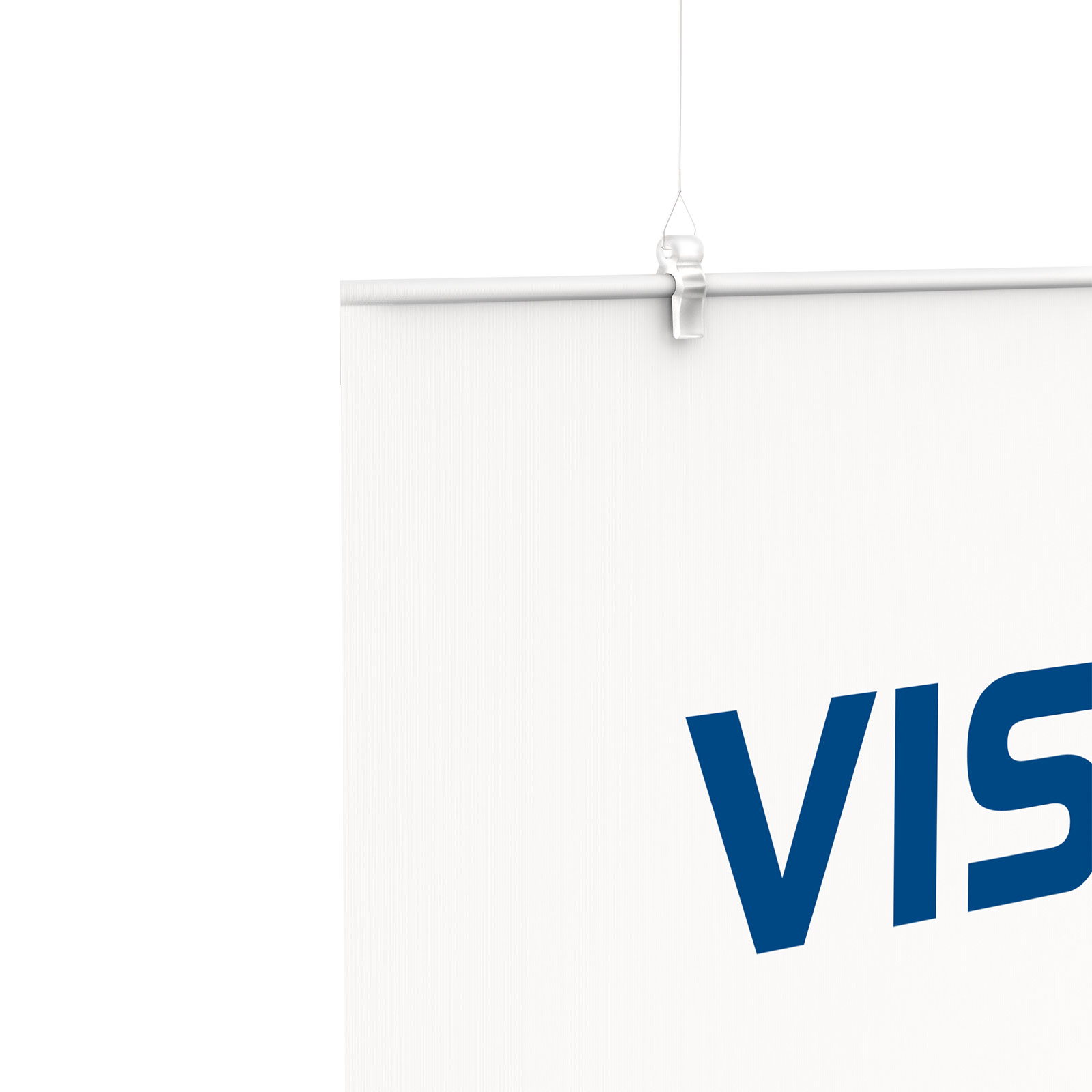 Fabric banner with embedded metal rod and attachment set (included)