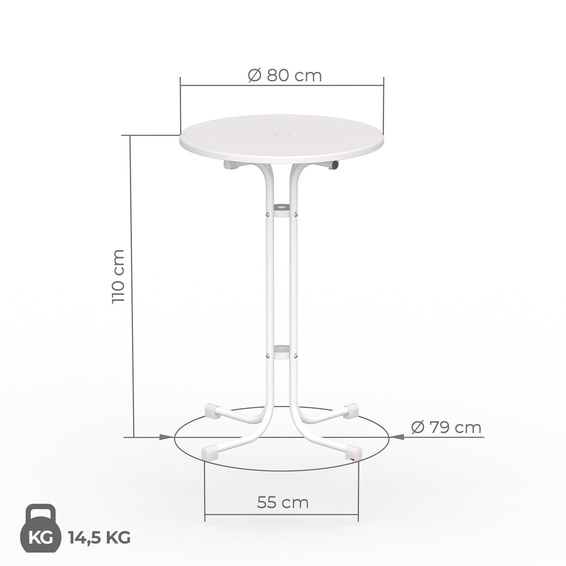 Dimensions Standing Table 80 cm by Vispronet