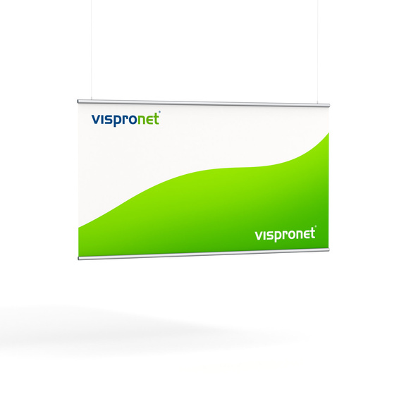 Fabric banner Twiny with aluminum piping profile ø 16 mm on upper and lower edge