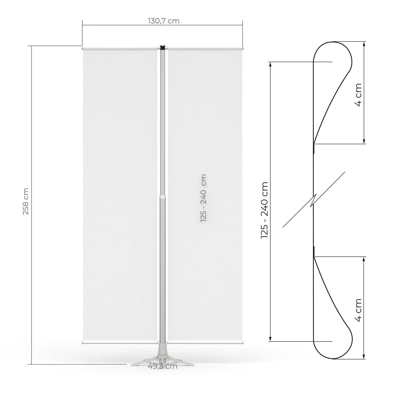 suitable for flags: width 60 cm, height 125 - 240 cm