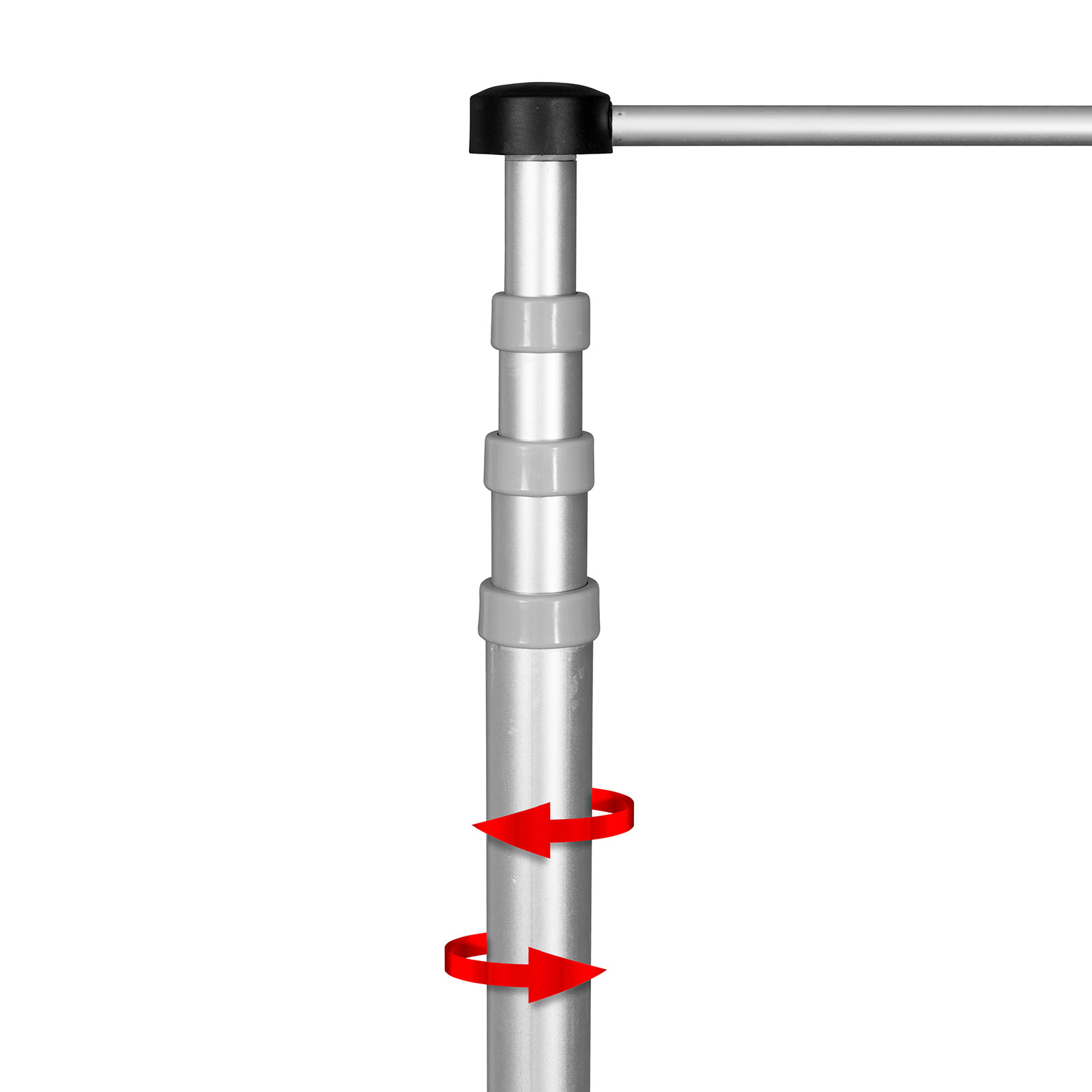 Mobile flagpole T-Pole® 200, continuously height-adjustable, locking by counter-rotation mechanism