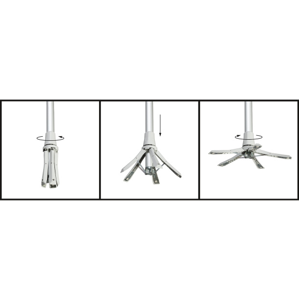 Telescopic mast with practical folding base - easy and no tools required