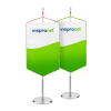 Table banner with tapered lower edge and white/red or green/yellow keder rope