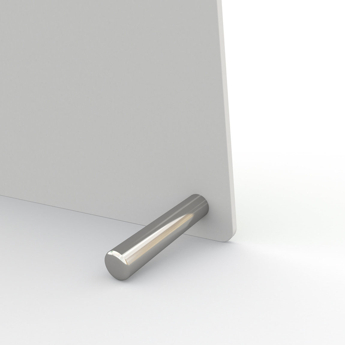 Table clock, detail: silver stainless steel feet