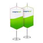 Table banner with tapered lower edge and white/red or green/yellow keder rope
