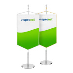 Table banner with tapered lower edge and silver or gold keder rope