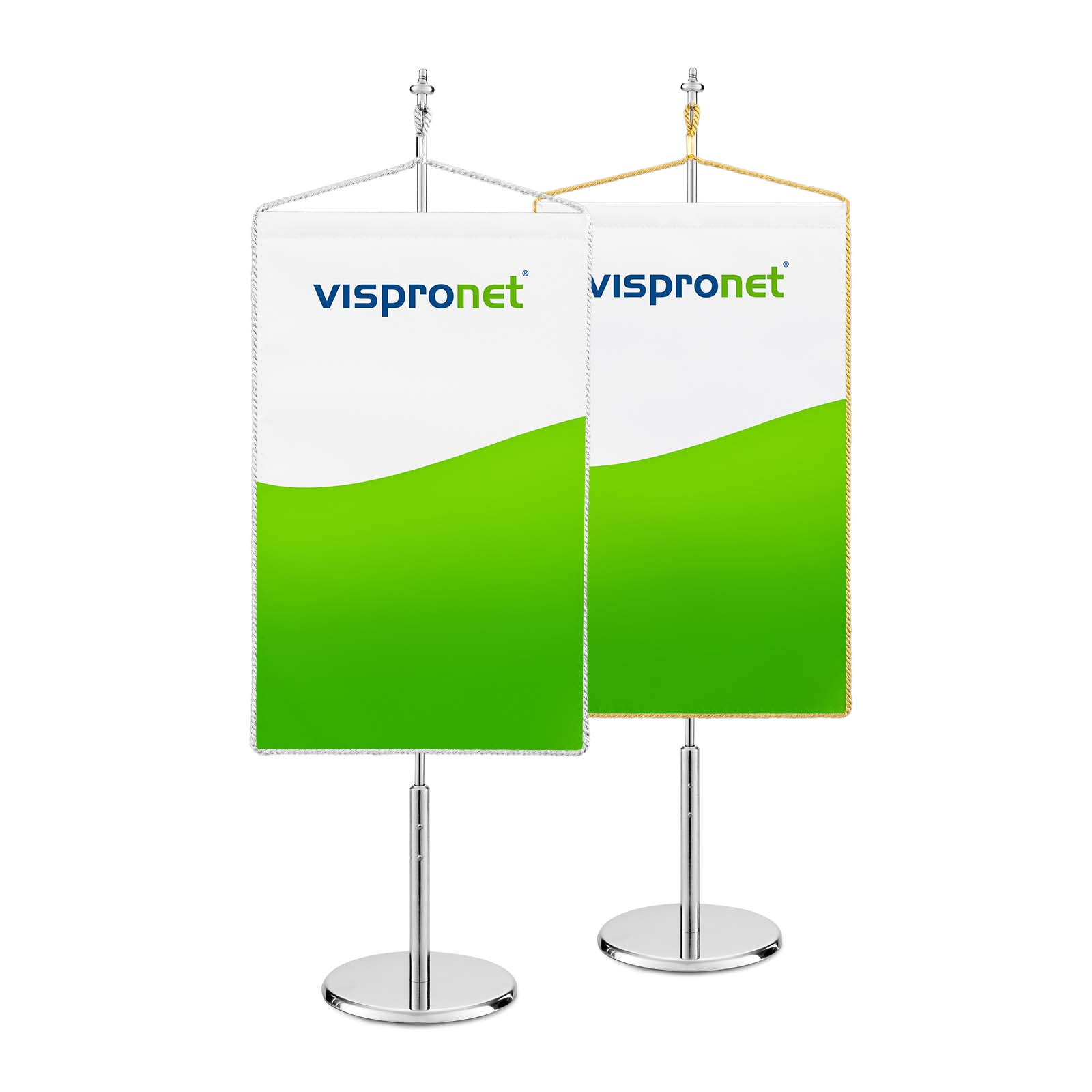 Rectangular table banner with silver or gold cord