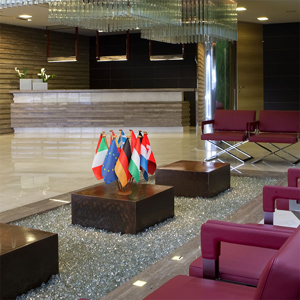 National flags as table flags for decorating reception areas