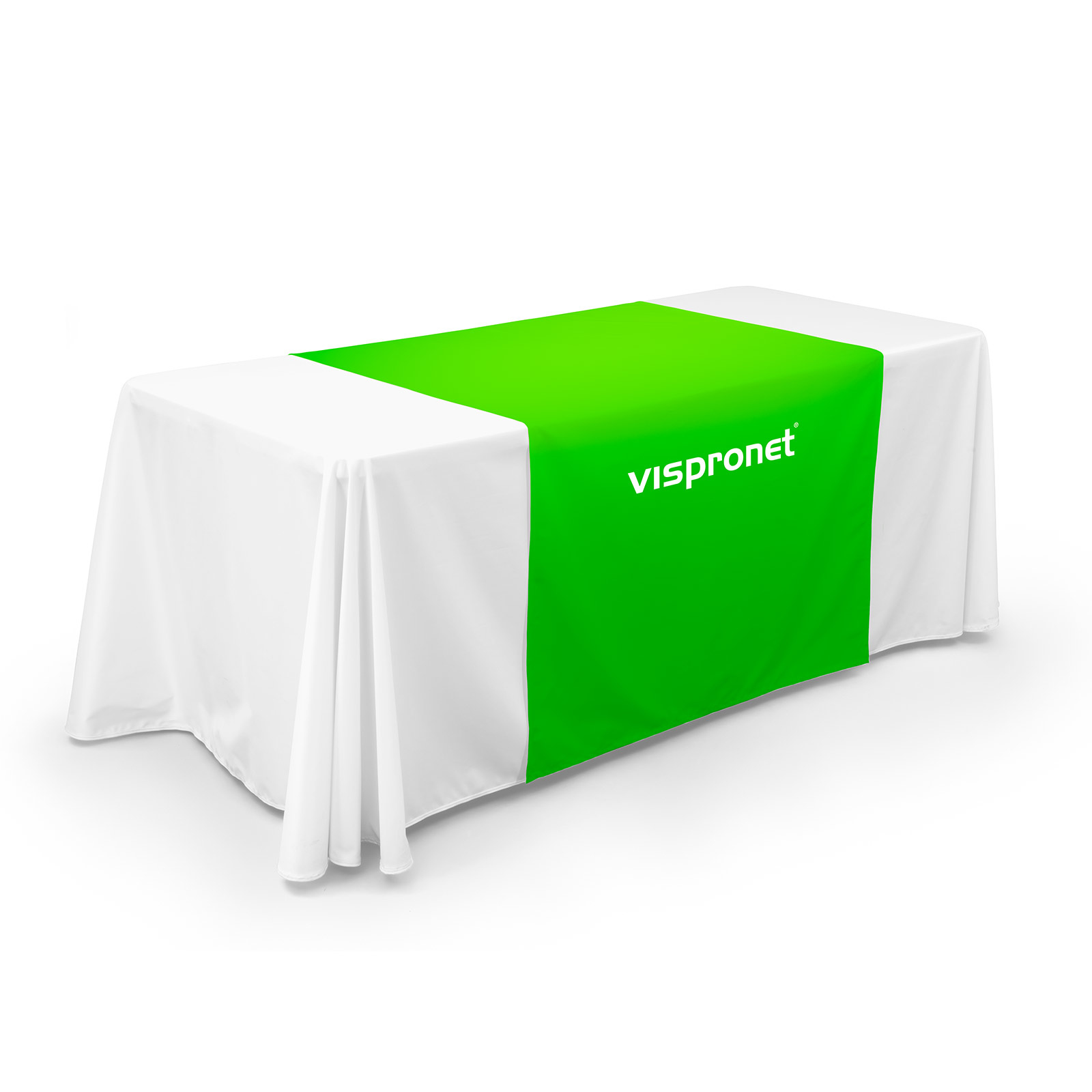 Wide table runner combined with floor-length tablecloth