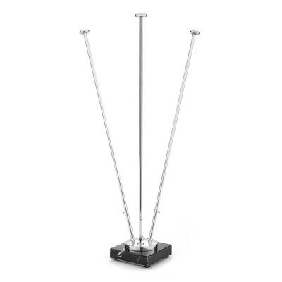 Table Flag Stand, chromed with marble base, 3 masts, height 42 cm