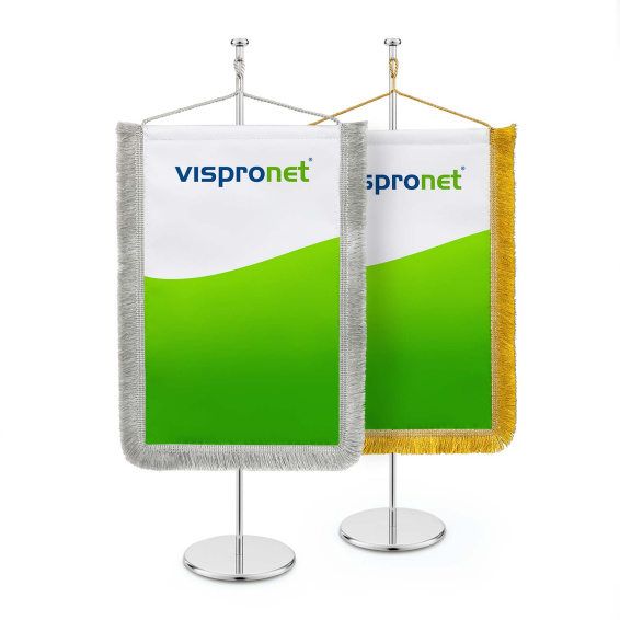 Rectangular table banner with silver or gold cut fringe