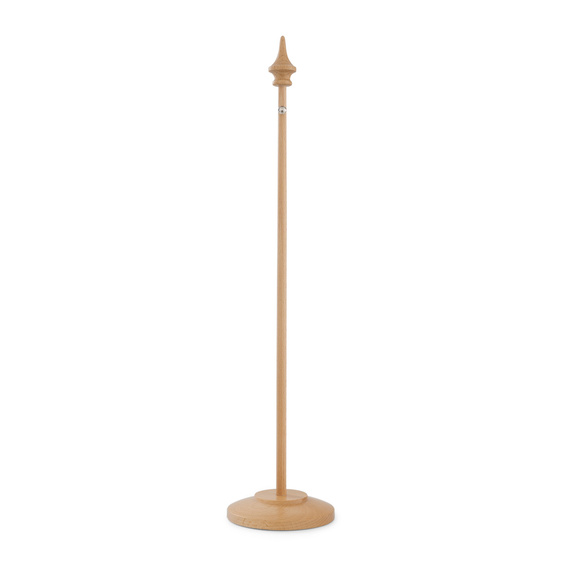 Wooden table banner stand, shaped plate
