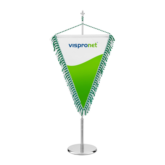 Table pennant with white/green loop fringe
