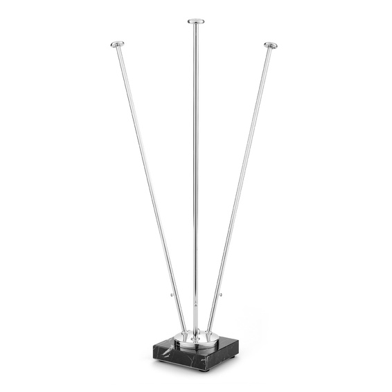 Table Flag Stand, Chrome-Plated with Marble Base, Triple-Holder